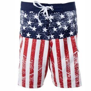 Calhoun Sports Wear Men's  Boardshorts Size M USA Distressed Flag NWT